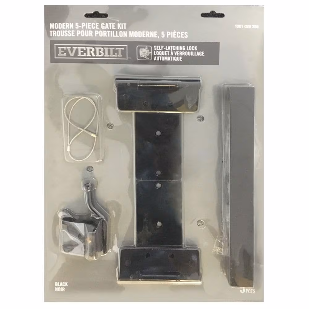 Everbilt Modern Self-latching lock Gate Kit, Black (5-pcs)2.jpg