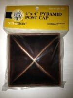 Nuvo Iron 3.5 x 3.5 (Nominal 4 x 4 ) Pyramid Ornamental Aluminium Post Cap Copper Plated 6